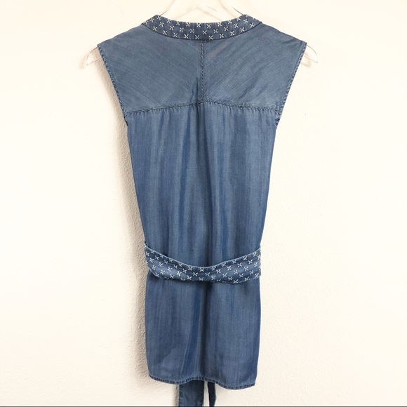 Anthropologie | Holding Horses Chambray Wrap Top - Picture 6 of 6